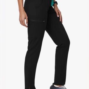 Figs Black Scrub Pants Yola Freex Lined- Large Tall